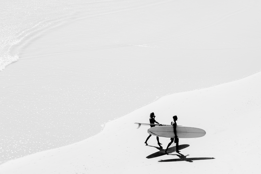 Along The Waters Edge - Black and white surf print. This image was taken on Queensland's pristine beaches in Australia.